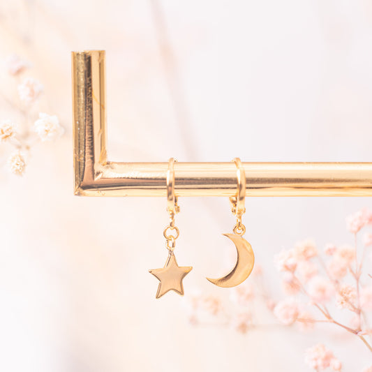 moon star hoop earrings