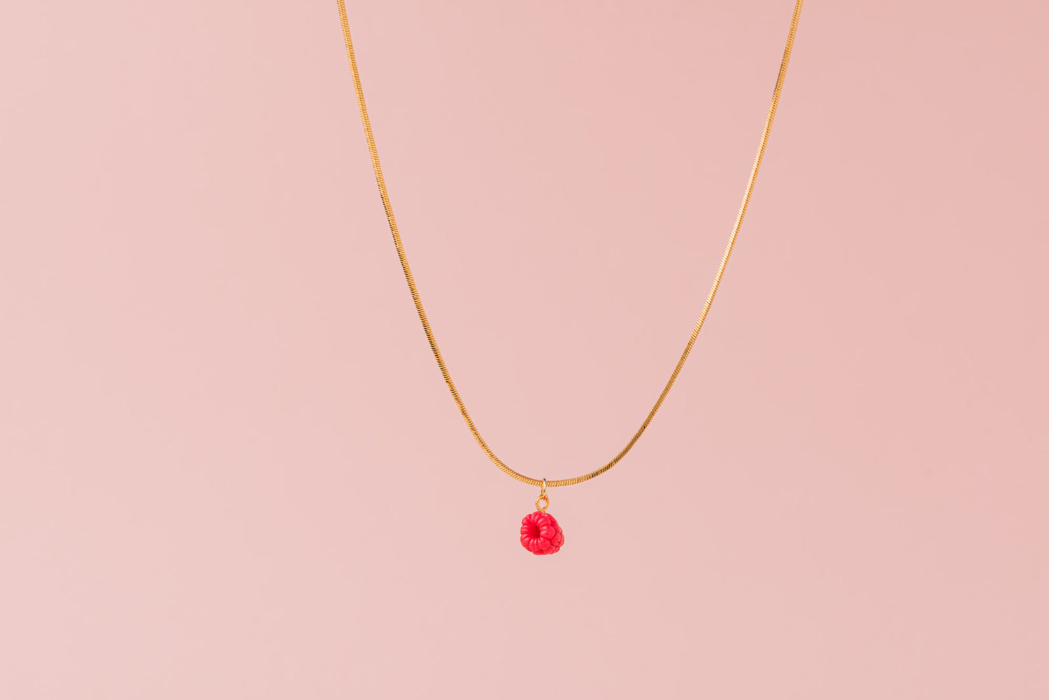 petite raspberry handmade polymer clay necklace