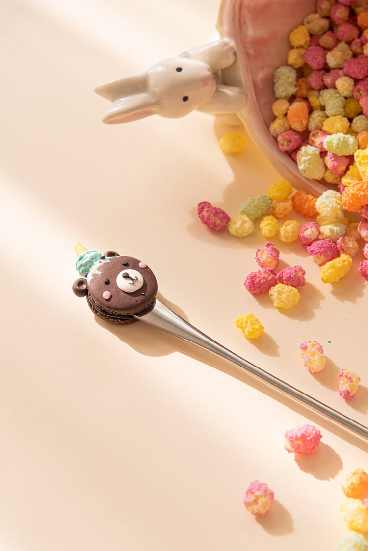 bear decorated polymer clay spoon
