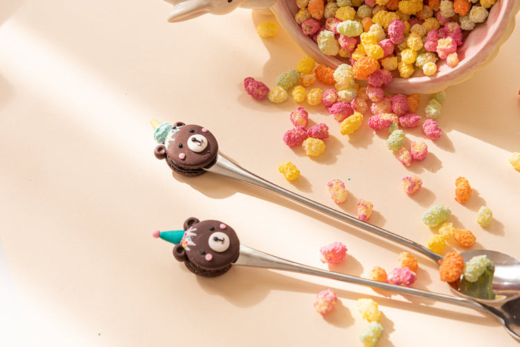 bear decorated polymer clay spoon