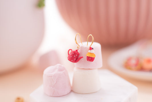 Tea Party - Teapot and Cupcake Earrings