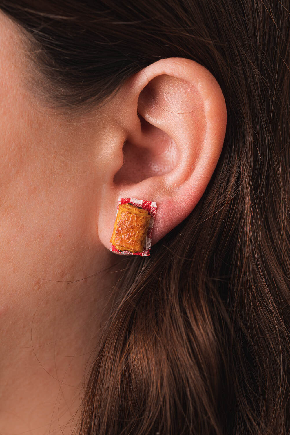 croissant pain au chocolat stud earrings
