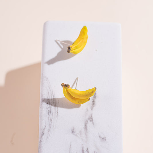 banana handmade polymer clay stud earrings