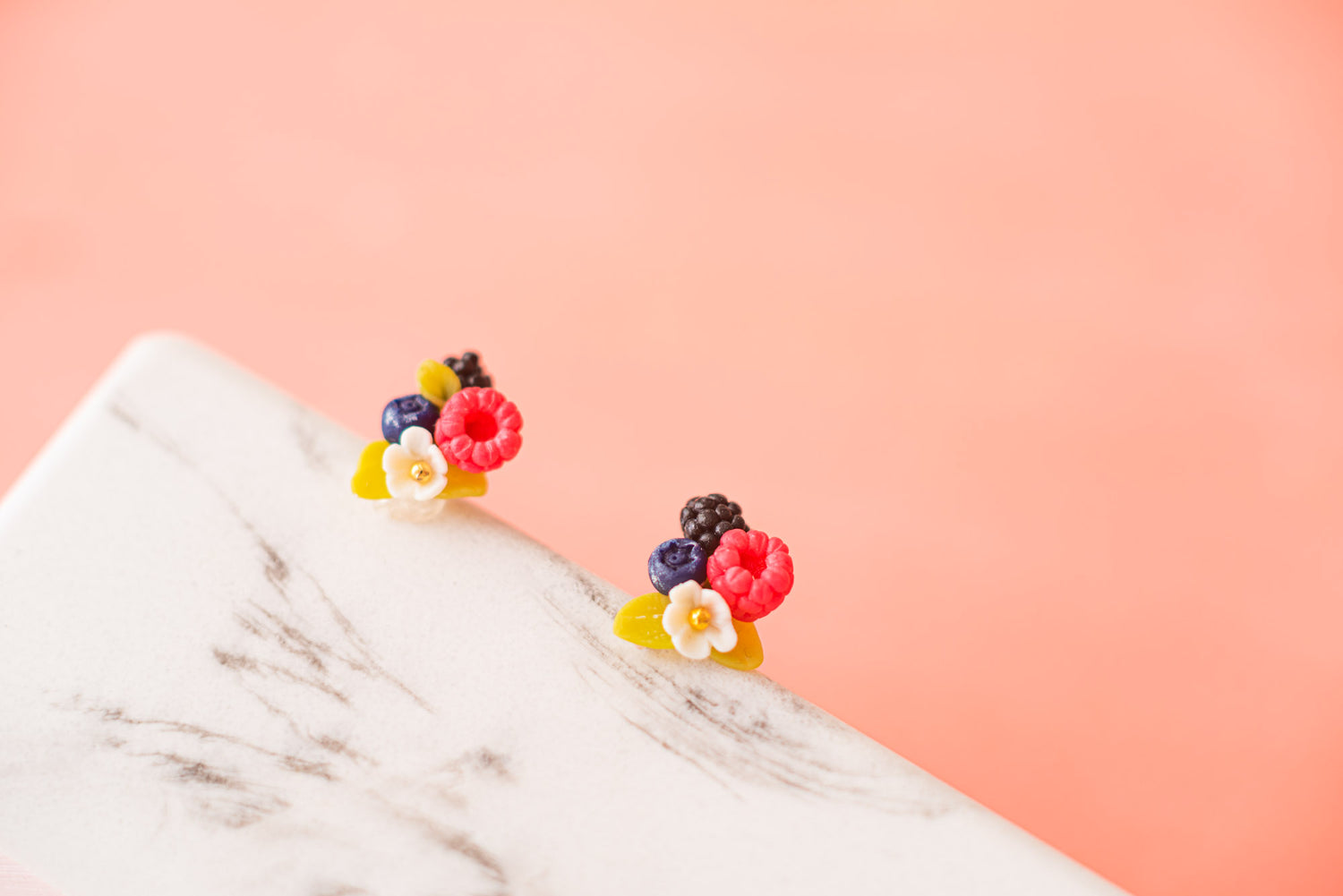 berries blossom handmade polymer clay stud earrings