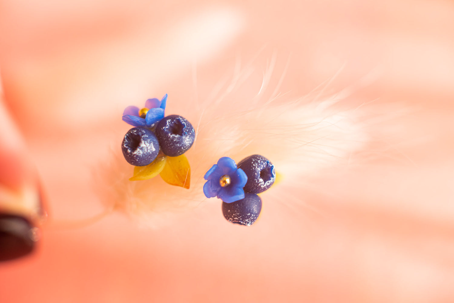 blueberries handmade  blossom stud earrings