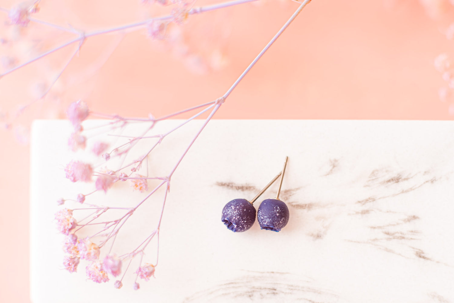 delicate blueberry handmade stud earrings