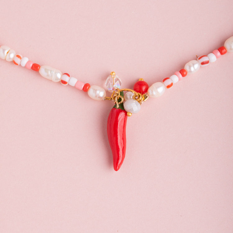 red hot chili pepper beads necklace