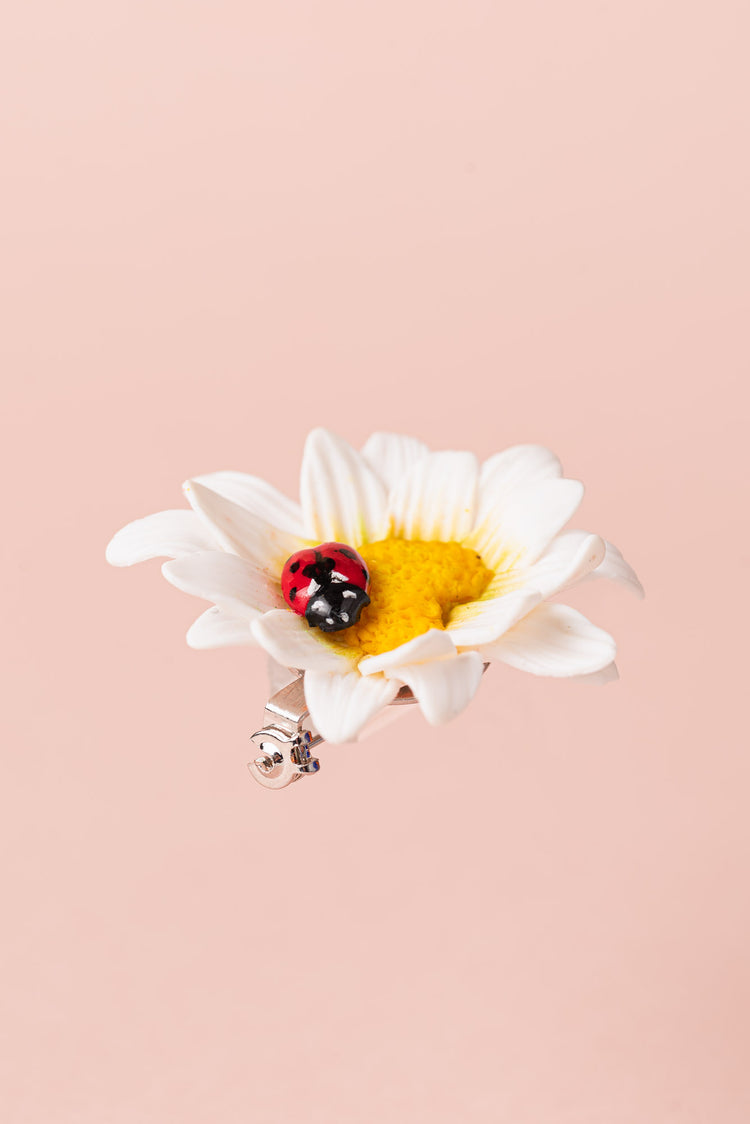 ladybug daisy handmade brooch