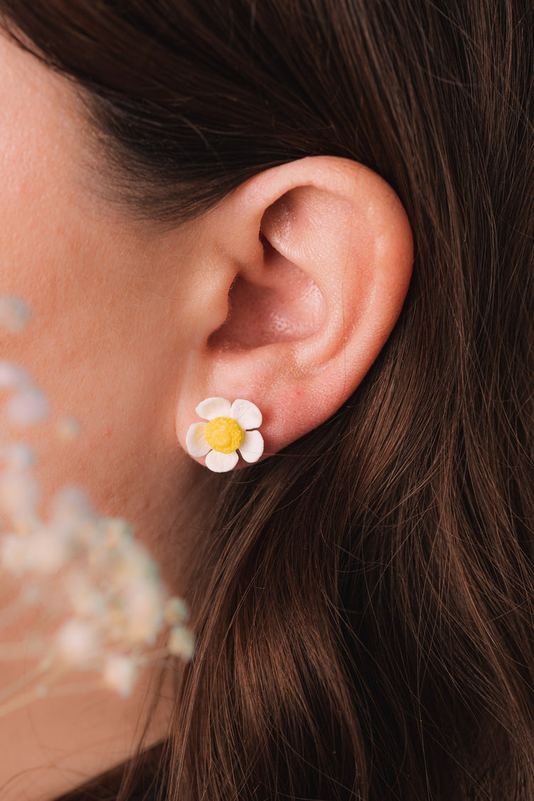 daisy ladybug handmade stud earrings