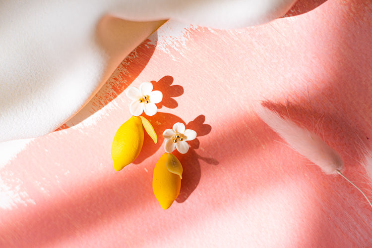 lemon flower dangle earrings