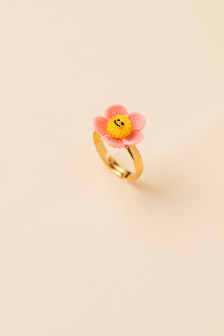 White Smiley Flower Ring