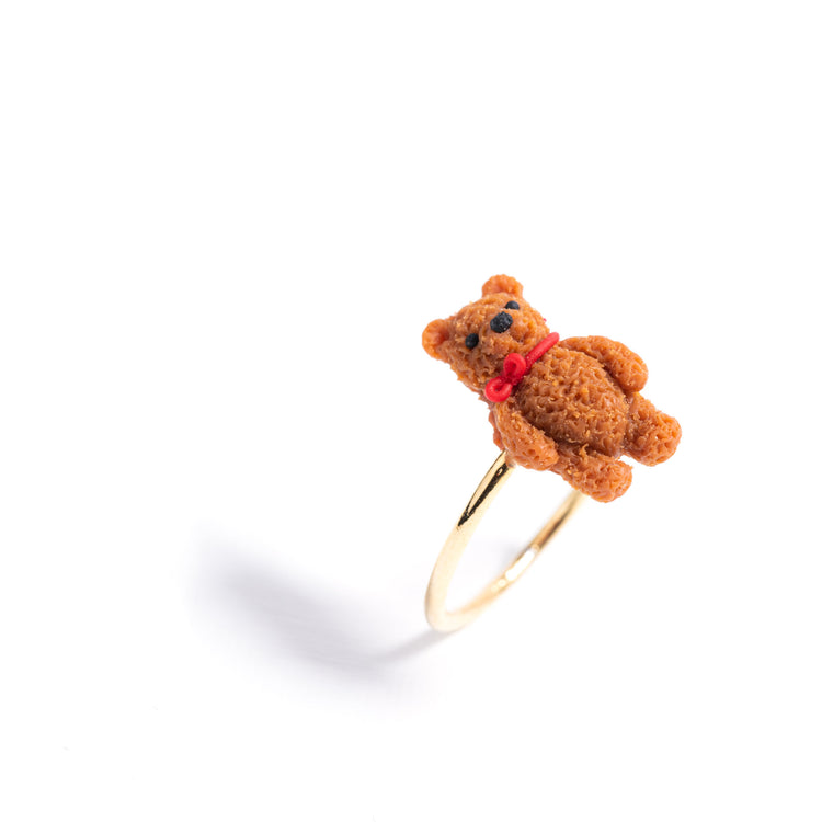 14kt Gold 1.0g Teddy Bear Shaped Ring With Clear Stone | Property Room